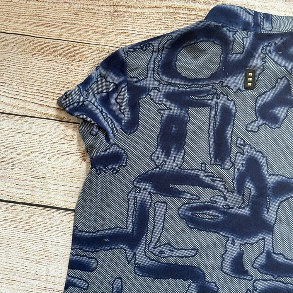 Jamie Sadock size small blue neon yellow patterned polo short sleeve shirt - Picture 13 of 13
